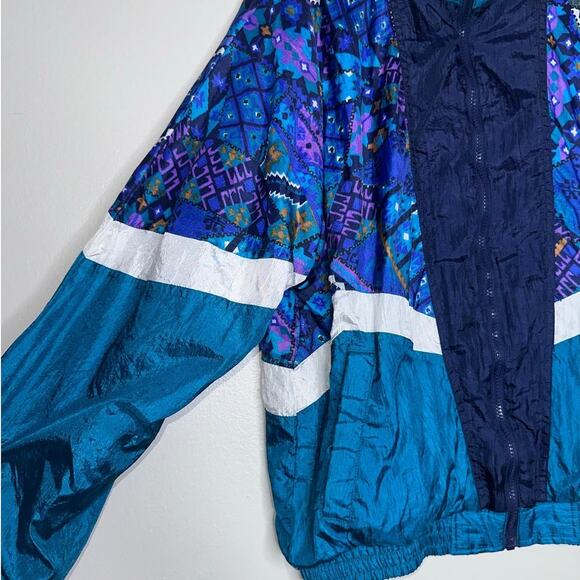 Wilson’s Vintage 90s Retro Windbreaker/Jacket Blue Purple Size Medium - Picture 2 of 8